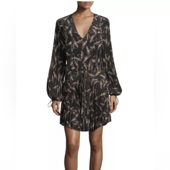 A.L.C Rory V-neck Pleated Silk Dress Size 8 - Picture 3 of 11